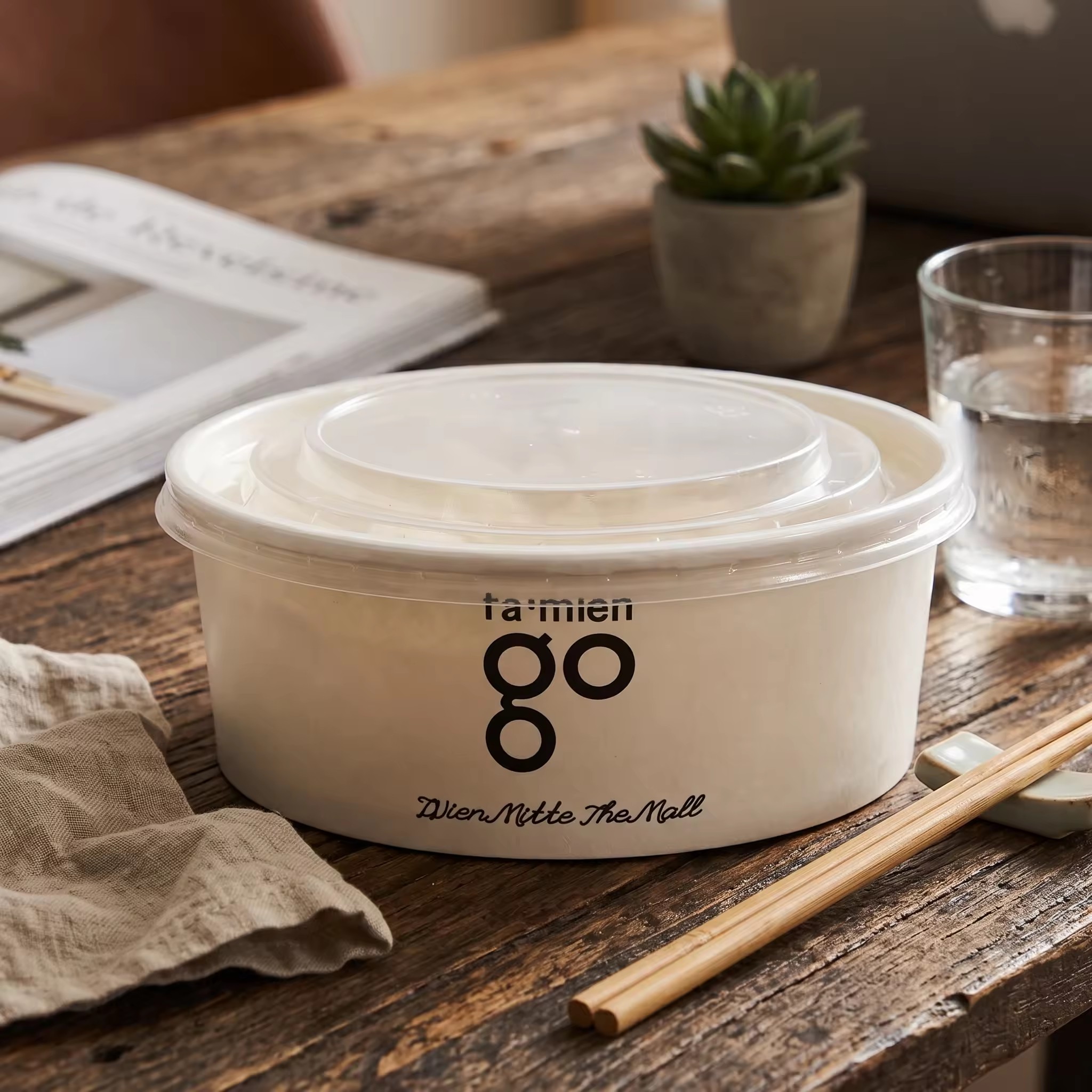 Compostable Single Wall Kraft Paper Soup Cup Lid Disposable Leakproof Microwave Safe Food Container Bowl Fast Food Shop (Copy)